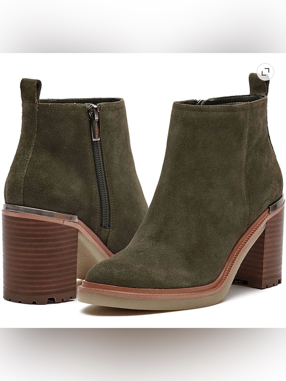 Vince Camuto Women's Gorgan Suede Leather Casual Bootie Ankle Boot Olive 10M